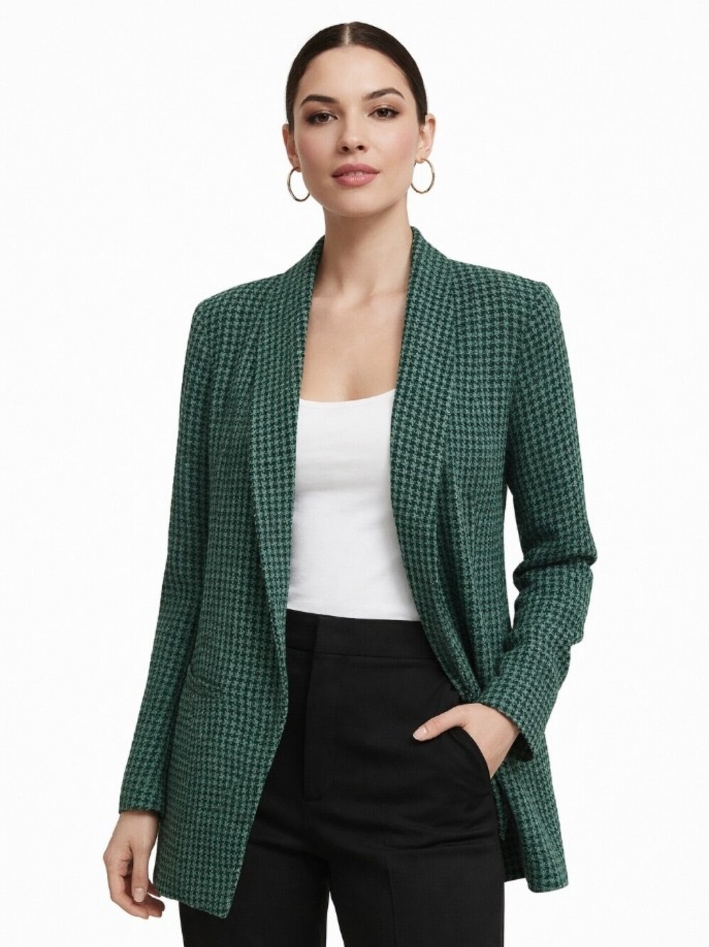 torrid Green Houndstooth Open Blazer 0